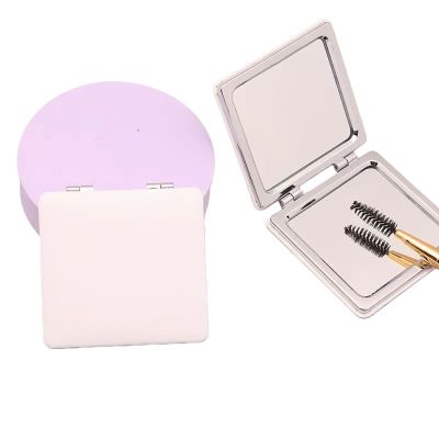 TAFALSPING Double-Sided Folding Makeup Mirror, High-Gloss Finish, Portable for Home and Travel (71 × 67 Square Leather Mirror)