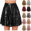Women's Sequin Mini Skirt, High-Waisted A-Line, Black, XXL view 1