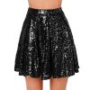 Women's Sequin Mini Skirt, High-Waisted A-Line, Black, XXL view 2