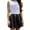 Women's Sequin Mini Skirt, High-Waisted A-Line, Black, XXL view 3