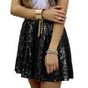 Women's Sequin Mini Skirt, High-Waisted A-Line, Black, XXL view 4