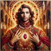 Kare Design Saint Halo Man Wall Art, Multicolor, 100 x 100 cm, Glass Art with Jesus Motif view 1