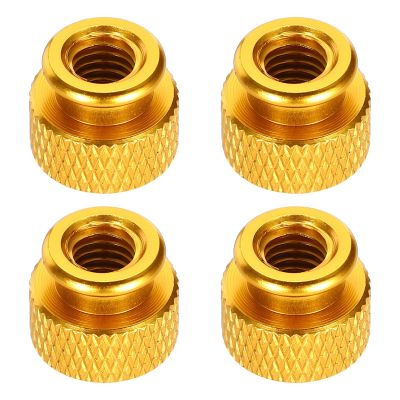 QUARKZMAN 4-Pack M6 x 12 x 10 mm Aluminum Alloy Knurled Nuts, Gold