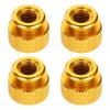QUARKZMAN 4-Pack M6 x 12 x 10 mm Aluminum Alloy Knurled Nuts, Gold view 1