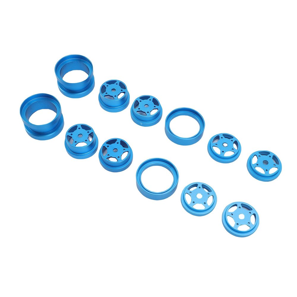 Jiawu RC Alloy Wheel Hub Set, High-Strength Clamping for ///Wasp, 4-Piece RC Parts (Blue)