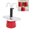 Pilipane 2-Cup Stovetop Coffee Maker, Red Aluminum Alloy, Double-Spout, 100 ml view 2