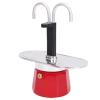 Pilipane 2-Cup Stovetop Coffee Maker, Red Aluminum Alloy, Double-Spout, 100 ml view 4