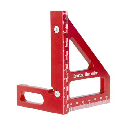 AKLOSIPY Woodworking Square with Anodized Aluminum, 45/90-Degree Triangle Ruler for Engineers and Carpenters, Red