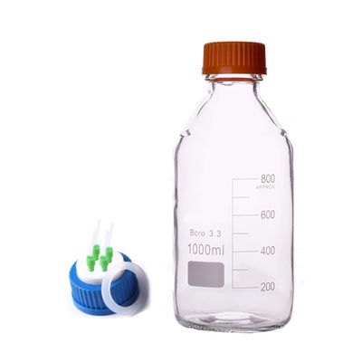 Borosilicate Glass Reagent Storage Bottle with GL45 4-Hole Screw Cap, 100–20,000 mL (2,000 mL)