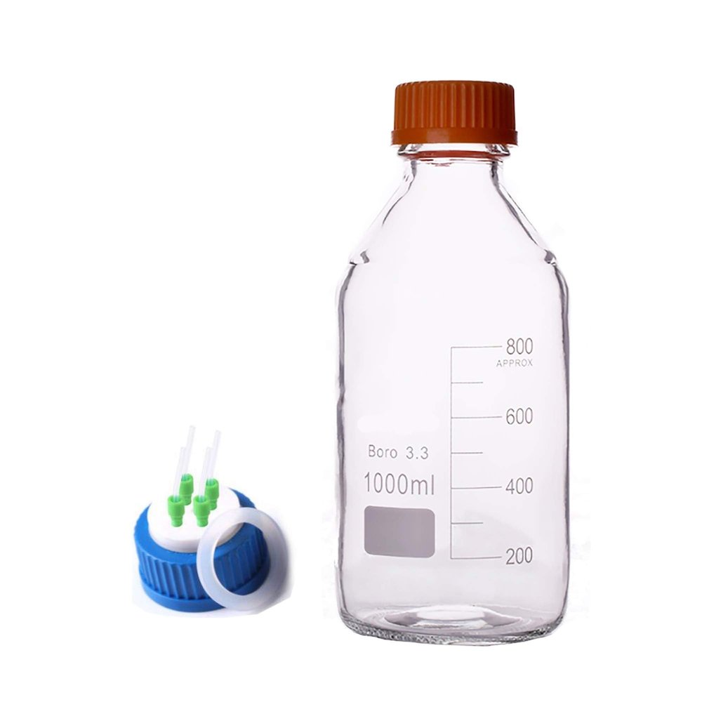 Borosilicate Glass Reagent Storage Bottle with GL45 4-Hole Screw Cap, 100–20,000 mL (2,000 mL)