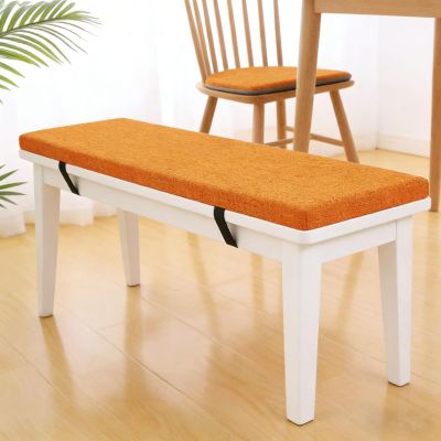 LIHUANE Bench Cushion 50 x 100 cm, Washable Cover, Non-Slip Underside, Linen Fabric, Removable Cover, Orange