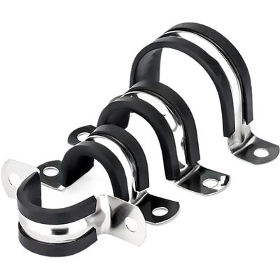 5-Piece Set of Heavy-Duty Stainless Steel Cable Clamps with Rubber Padding, Insulated Pipe Clamps for Cable Fastening (6–200 mm) (M89)