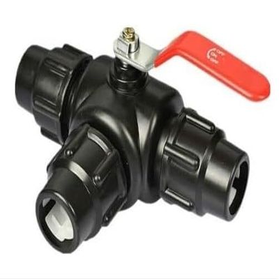 PE Three-Way Quick-Connect T-Fitting, Heavy-Duty Pipe Connector (Black, 50 mm)