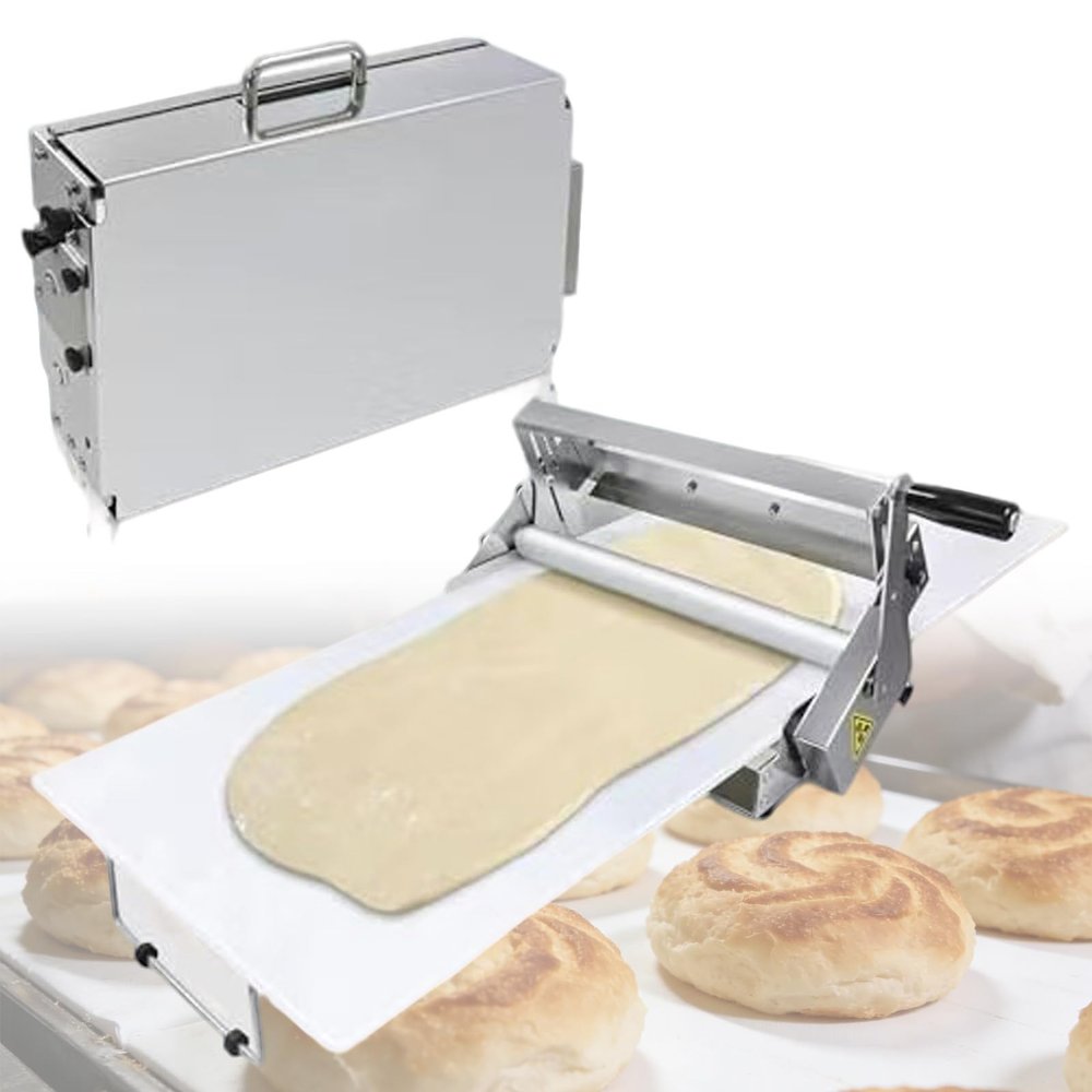 DHsdlpLU Foldable Stainless Steel Dough Sheeter, 0.5–27 mm Adjustable Thickness