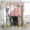 Shower Curtain Set with Greyhound and Floral Pattern, 62 x 72 cm, with Hooks view 1