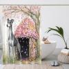 Shower Curtain Set with Greyhound and Floral Pattern, 62 x 72 cm, with Hooks view 2