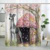 Shower Curtain Set with Greyhound and Floral Pattern, 62 x 72 cm, with Hooks view 3