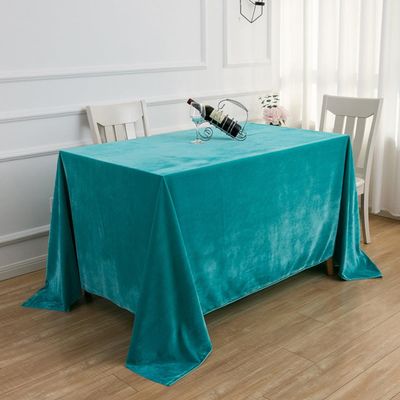 Chickwin Soft Velvet Tablecloth, Rectangular, Washable, Solid Color, Multiple Colors, for Weddings, Hotels, Restaurants, Banquets, Table Decor, Indoor/Outdoor, Aquamarine Blue, 200 x 320 cm