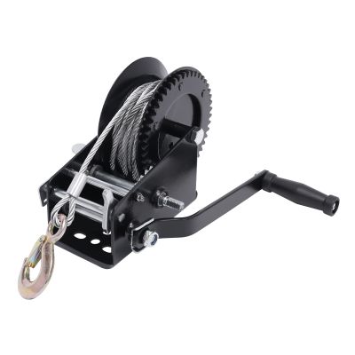 Carbon Steel Hand Winch, 2-Speed with 33 ft Steel Cable, Two-Way Ratchet, 3,500 lb Horizontal Pull, 1,700 lb Vertical Pull