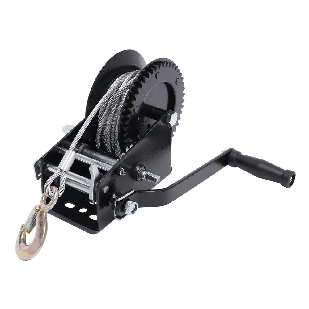 Carbon Steel Hand Winch, 2-Speed with 33 ft Steel Cable, Two-Way Ratchet, 3,500 lb Horizontal Pull, 1,700 lb Vertical Pull