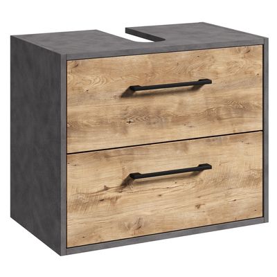 Badplaats B.V. Florence Bathroom Furniture Set (Dark Gray with Chestnut Oak, Vanity Unit)