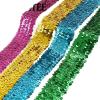 NIRNHYRUR Flat Elastic Band for Sewing, 3 m, 45 mm, Sequin Lace Trim for DIY Dance Dresses, Clothing, Decorations and Appliqués, Light Blue view 2
