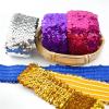 NIRNHYRUR Flat Elastic Band for Sewing, 3 m, 45 mm, Sequin Lace Trim for DIY Dance Dresses, Clothing, Decorations and Appliqués, Light Blue view 3