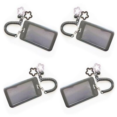 Star-Shaped Keychain with Card Slot, 4-Pack, Black