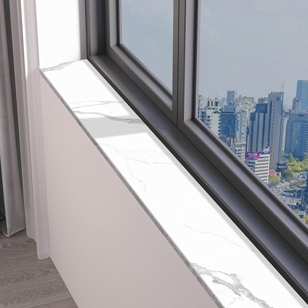 Roll-Up Leather Windowsill Mat with Marble Pattern, Style B, 100 x 30 cm (39 x 12 in)
