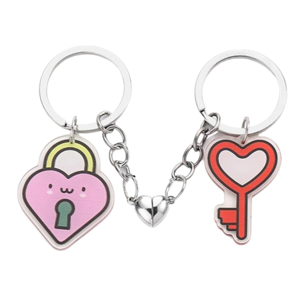 Yjcnelcr 1 Pair Heart-Shaped Acrylic Pendants, Handmade Couple Chain Pendants, Valentine's Day Lovebirds Heart Keychains