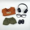 Doll Clothing Set for 17 cm Labubu Plush Figures: Sweater, Pants, Headphones, Glasses & Shoes (No Doll) (Style) view 2
