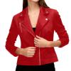Vhersily Women's Faux Leather Jacket, Black, Quilted Biker Bomber Jacket, Long Sleeves, Classic Streetwear for Business and Weddings, Red, XXL view 1