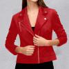 Vhersily Women's Faux Leather Jacket, Black, Quilted Biker Bomber Jacket, Long Sleeves, Classic Streetwear for Business and Weddings, Red, XXL view 2