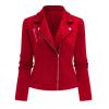 Vhersily Women's Faux Leather Jacket, Black, Quilted Biker Bomber Jacket, Long Sleeves, Classic Streetwear for Business and Weddings, Red, XXL view 4