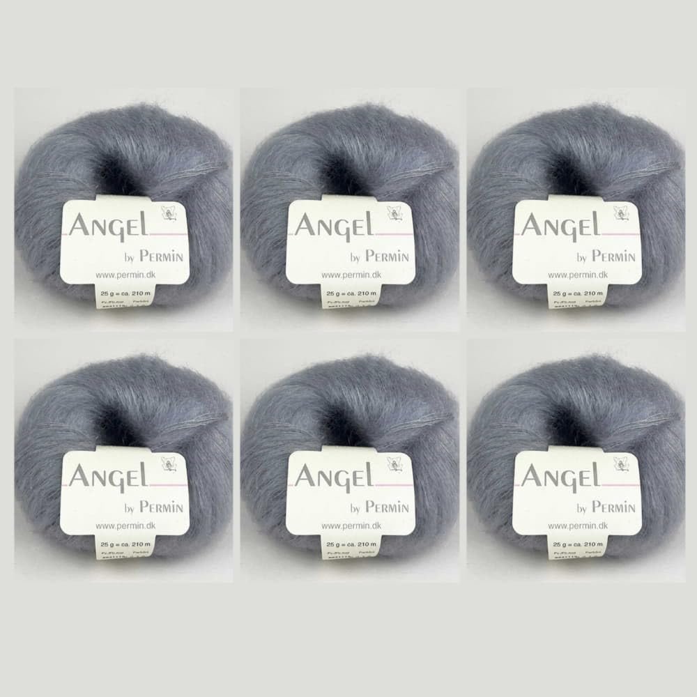 6x Angel by Permin Luxurious Kid Mohair Silk Yarn (70/30), 115 Misty Forest