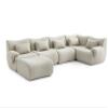 MILYsofa Modular Sectional Sofa, 5-Seater with Ottoman, Cream Beige Bouclé, Removable Cushion Covers view 1