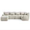 MILYsofa Modular Sectional Sofa, 5-Seater with Ottoman, Cream Beige Bouclé, Removable Cushion Covers view 3