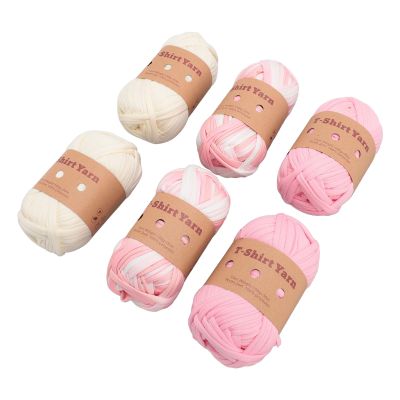 ANGGREK Knitting Yarn Set, Soft Polyester T-Shirt Yarn, 6 Rolls in 3 Colors, Type 7