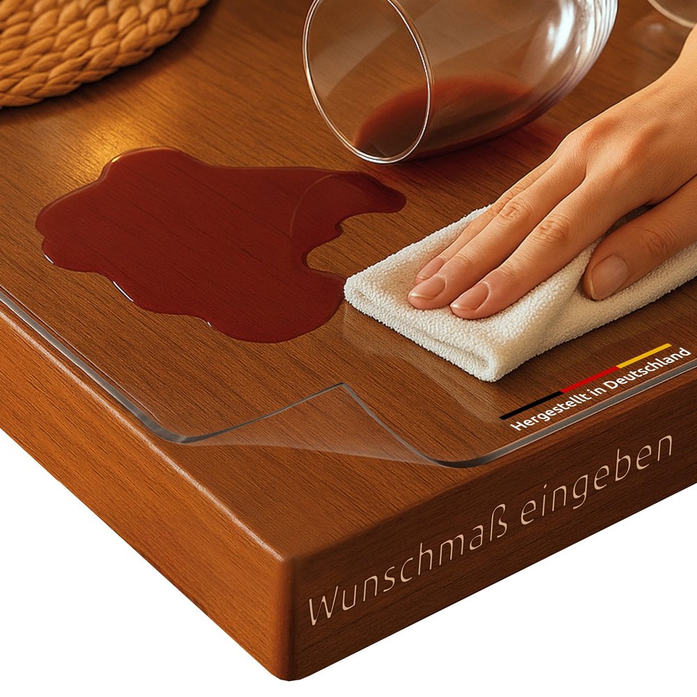 diconfa GLASKLAR 2 mm Table Protector, 45° Beveled Edge, Clear PVC, 40 x 125 cm
