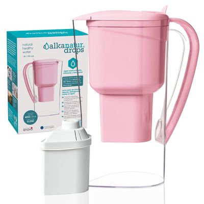 Pink Water Filter Pitcher, 1.4 L, BPA-Free