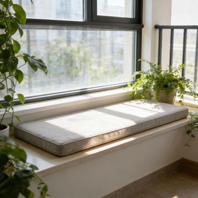 LIHUANE Bench Cushion 70 x 150 cm, Beige, Washable Zipper Cover