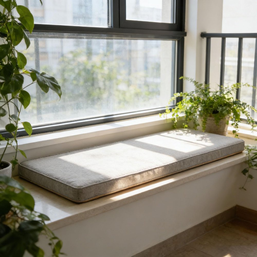 LIHUANE Bench Cushion 70 x 150 cm, Beige, Washable Zipper Cover