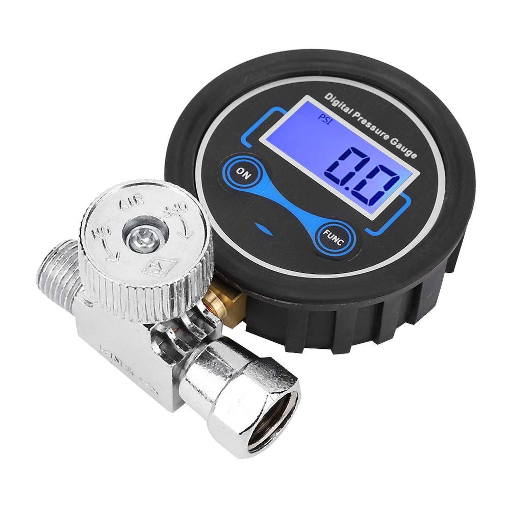 RhineCart Basics Pneumatic Air Regulator with Digital Gauge, 1/4-Inch Control Valve for Spray Guns