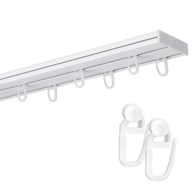 Fenster DEKOR 2-Track PVC Curtain Rail, Ceiling-Mount, White, 410 cm