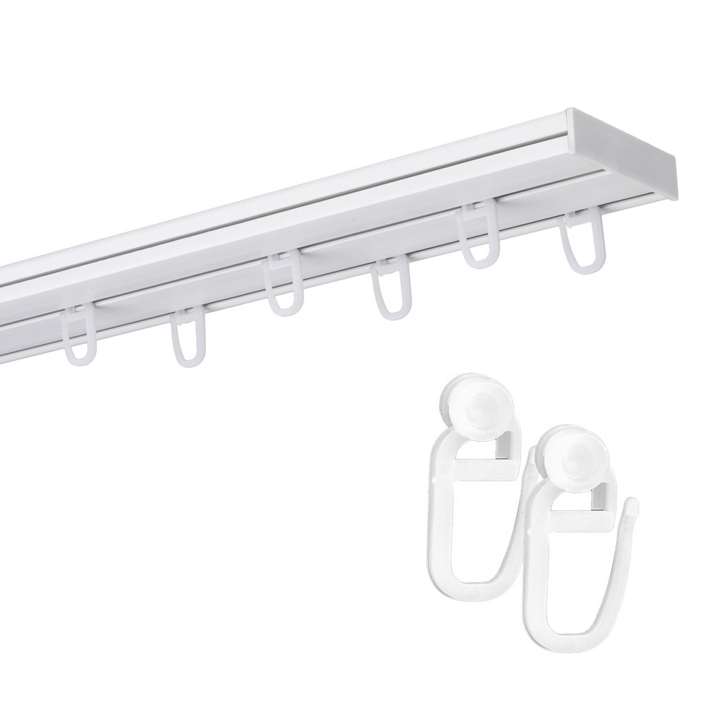 Fenster DEKOR 2-Track PVC Curtain Rail, Ceiling-Mount, White, 410 cm