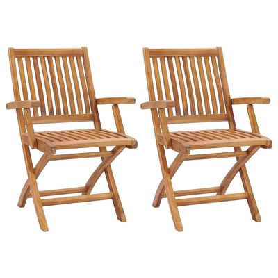 Bucmath Folding Teak Garden Chairs, Set of 2