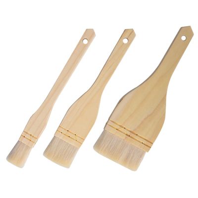 PAMINGONO 3-Piece Multifunctional Sheep Wool Pastry Brushes, Soft Brushes for Grills, Pizza and Bread, Kitchen Brushes for Glazing and Greasing, Space-Saving with Hanging Function