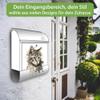 banjado Personalized Design Mailbox 38.5 x 46.5 x 13 cm with 2 Keys – Silver Powder-Coated Steel Mailbox with Newspaper Slot, A4 Mail Slot and Mounting Hardware – Cat Portrait Design view 2