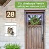 banjado Personalized Design Mailbox 38.5 x 46.5 x 13 cm with 2 Keys – Silver Powder-Coated Steel Mailbox with Newspaper Slot, A4 Mail Slot and Mounting Hardware – Cat Portrait Design view 3