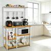 HUOLE Kitchen Rack with Wire Basket, Microwave Stand and 8 S-Hooks, 42 x 90 x 167 cm (W x D x H), Walnut view 2